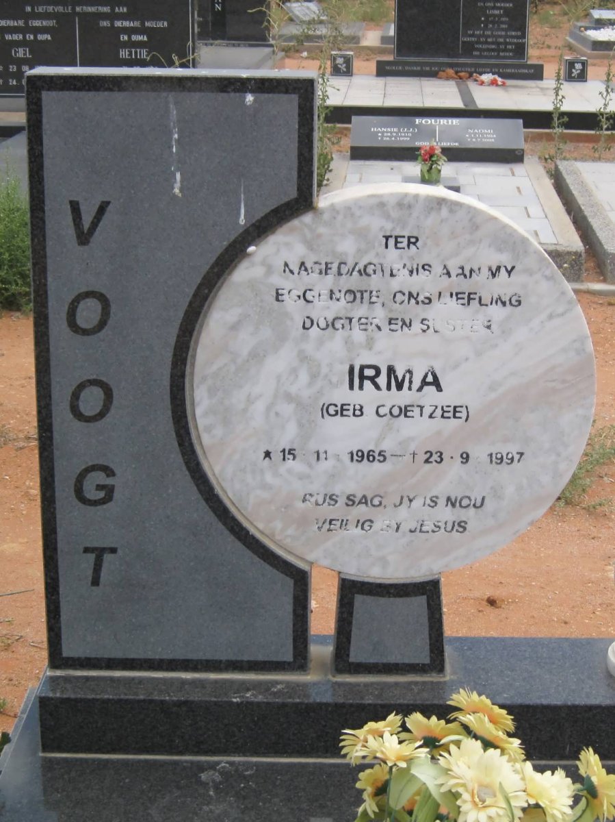 VOOGT Irma nee COETZEE 1965-1997