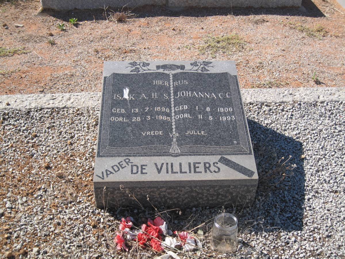 VILLIERS Isak A.H.S., de 1896-1965 &amp; Johanna C.C. 1906-1993
