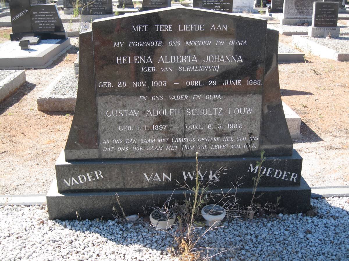 WYK Gustav Adolph Scholtz Louw, van 1897-1987 &amp; Helena Alberta Johanna VAN SCHALKWYK 1903-1965