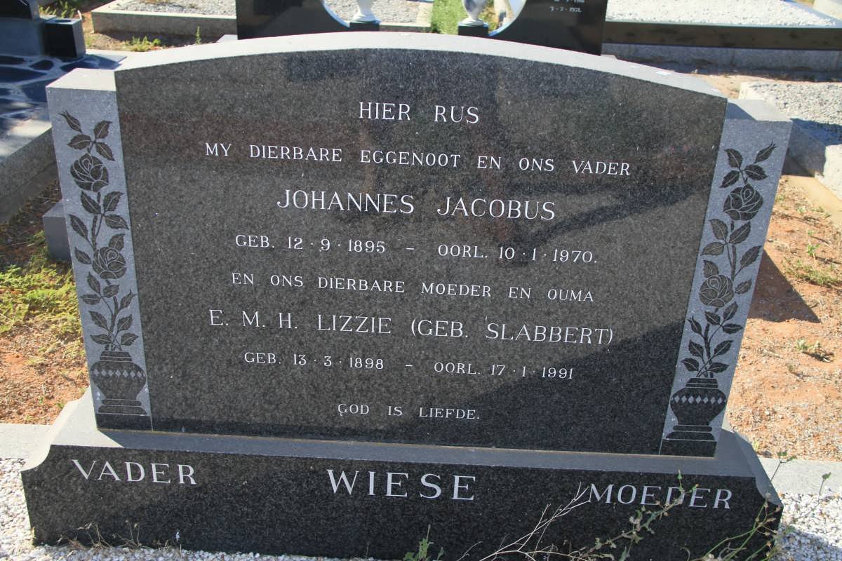 WIESE Johannes Jacobus 1895-1970 &amp; E.M.H. SLABBER 1898-1991