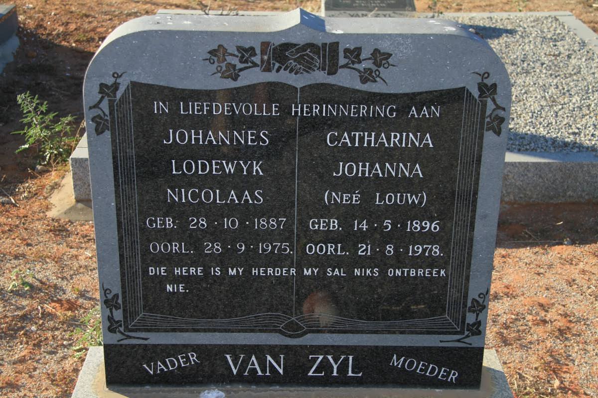 ZYL Johannes Lodewyk Nicolaas, van 1887-1975 &amp; Catharina Johanna LOUW 1896-1978