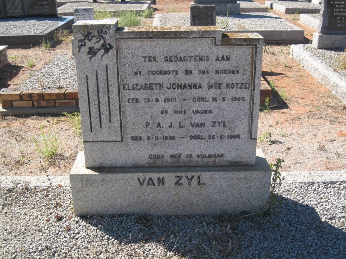 ZYL P.A.J.L., van 1896-1966 &amp; Elizabeth Johanna KOTZE 1901-1965