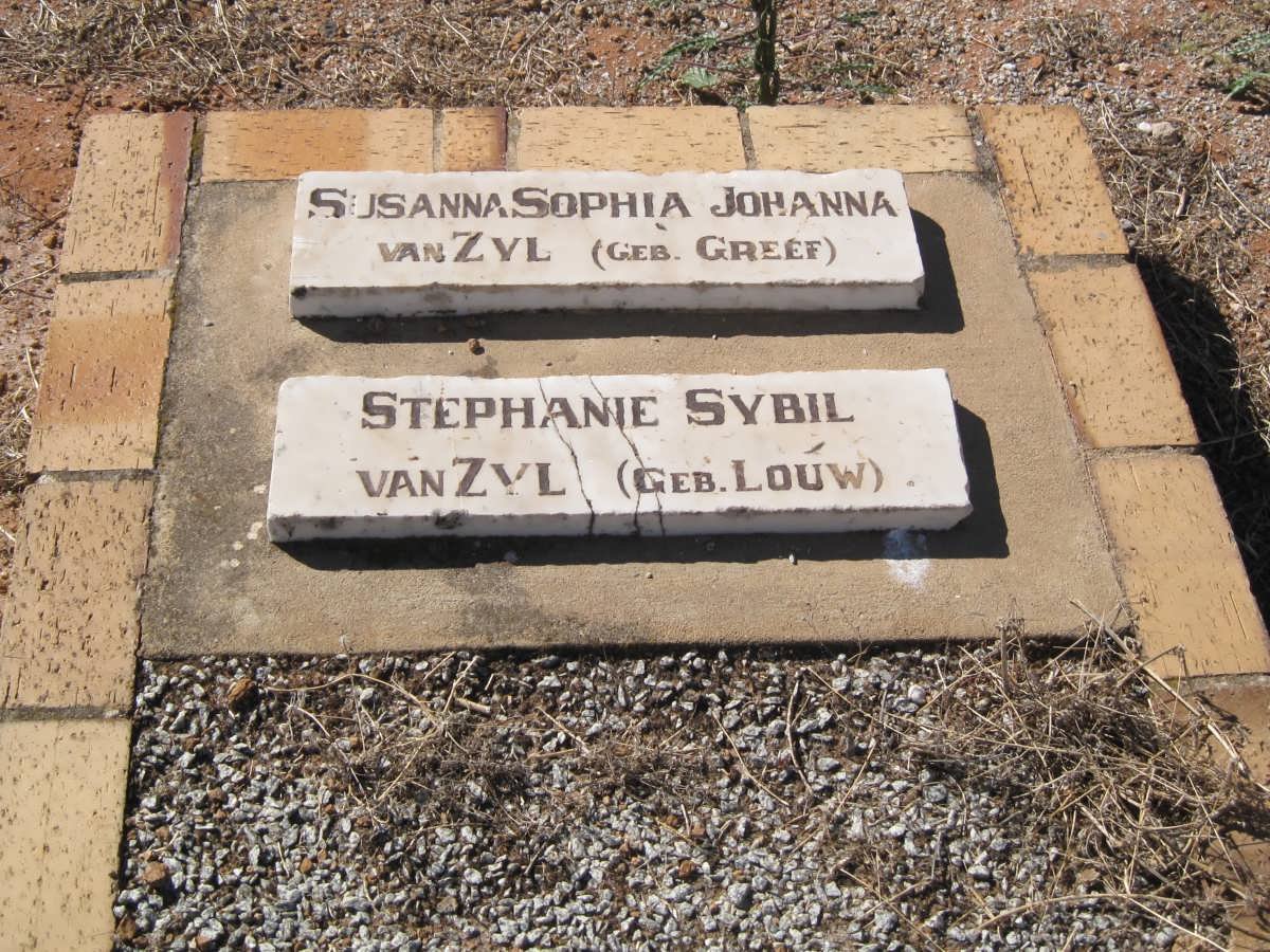 ZYL Susanna Sophia Johanna, van nee GREEF :: VAN ZYL Stephanie Sybil nee LOUW
