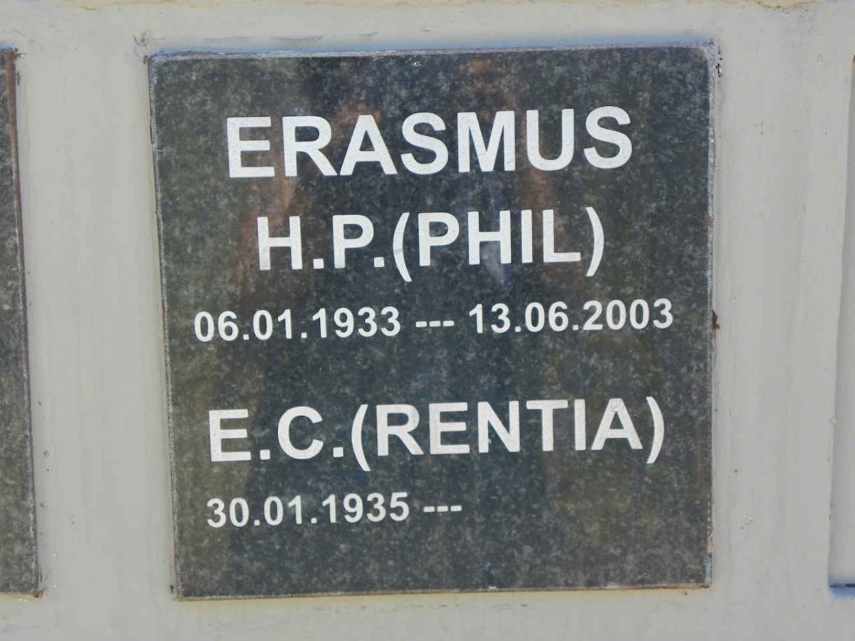 ERASMUS H.P. 1933-2003 &amp; E.C. 1935-
