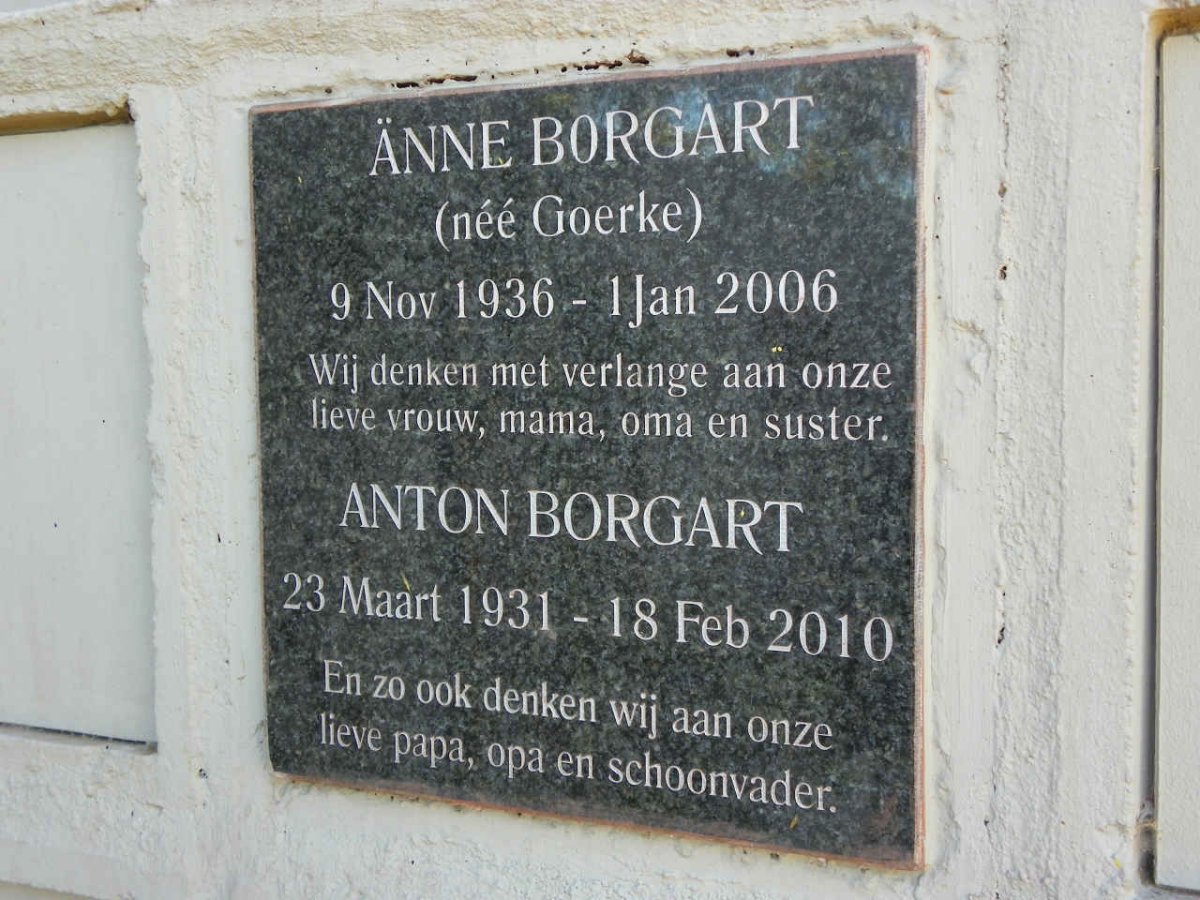 BORGART Anton 1931-2010 &amp; Anne GOERKE 1936-2006