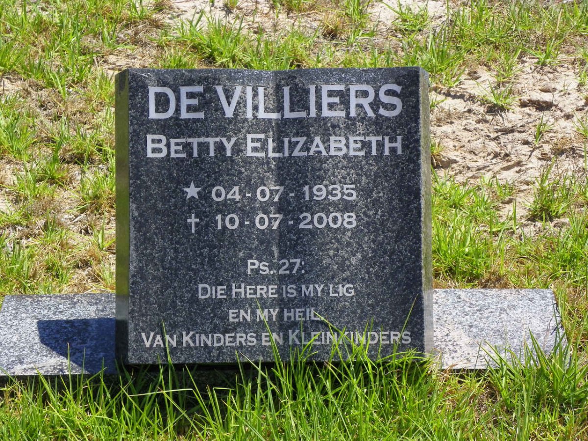 VILLIERS Betty Elizabeth, de 1935-2008