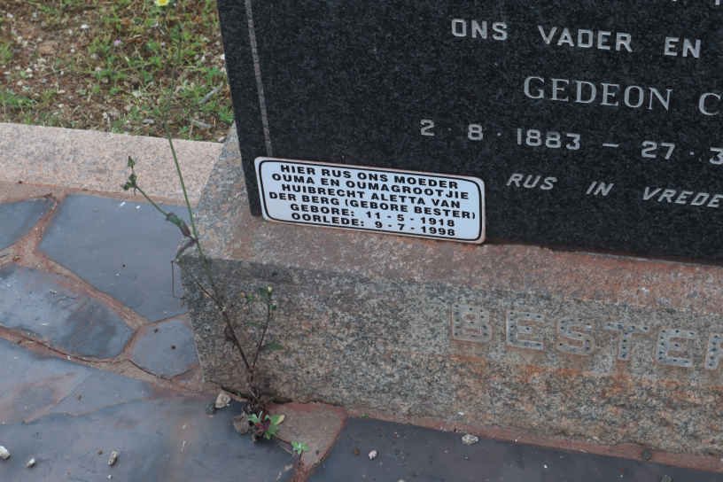 BERG Huibrecht Aletta, van der nee BESTER 1918-1998