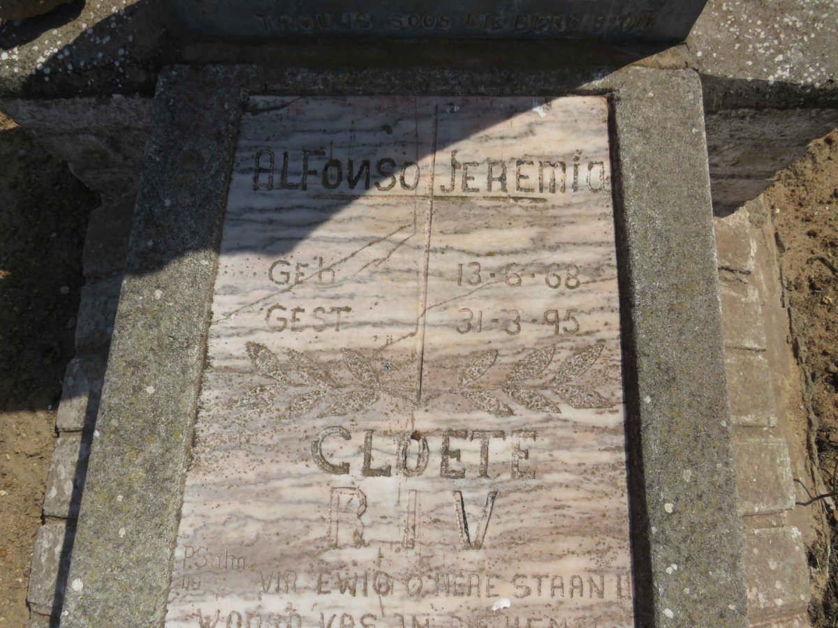 CLOETE Alfonso Jeremia 1968-1995
