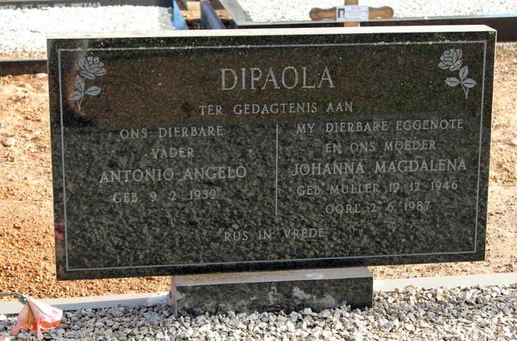 DIPAOLA Antonio Angelo 1939- &amp; Johanna Magdalena MULLER 1946-1987