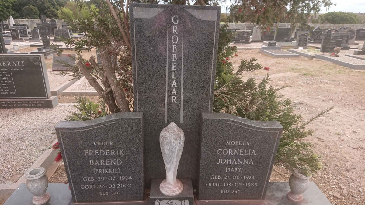 GROBBELAAR Frederik Barend 1924-2002 &amp; Cornelia Johanna 1924-1982