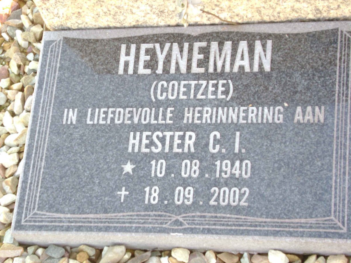 HEYNEMAN Hester C.I. nee COETZEE 1940-2002