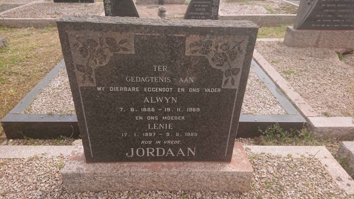 JORDAAN Alwyn 1888-1969 &amp; Lenie 1897-1985