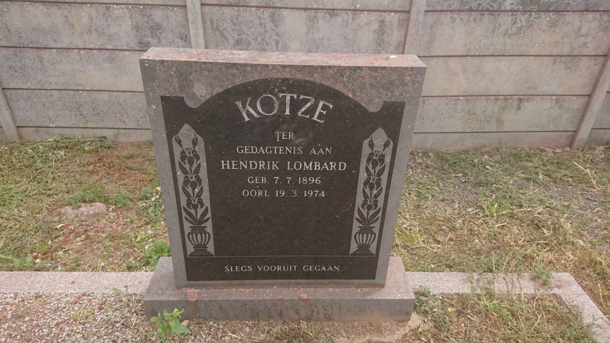 KOTZE Hendrik Lombard 1896-1974