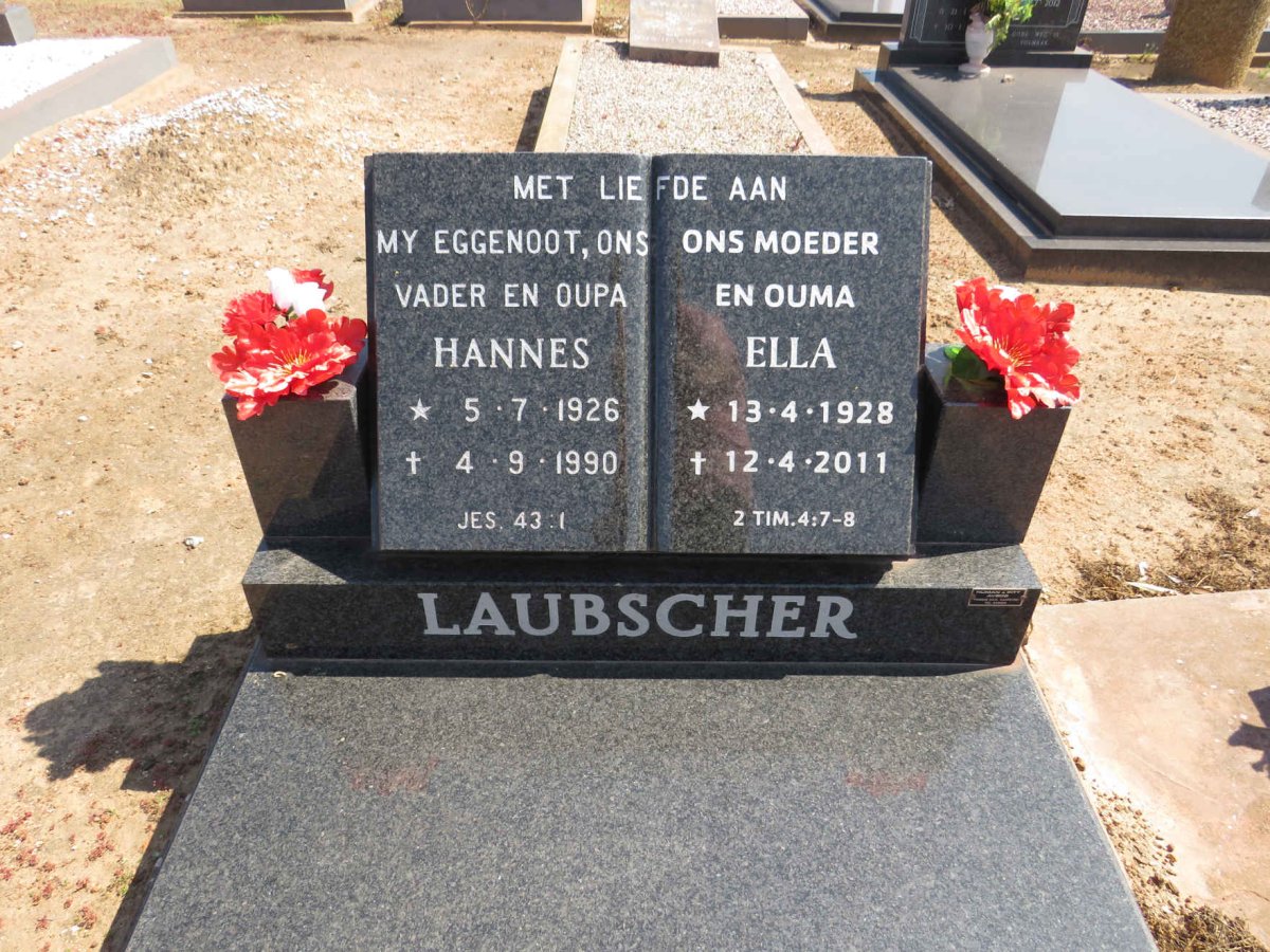 LAUBSCHER Hannes 1926-1990 &amp; Ella 1928-2011