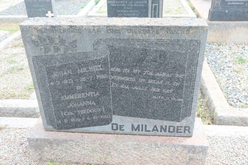 MILANDER Johan Michiel, de 1873-1952 &amp; Emmarentia Johanna TREDOUX 1876-1960