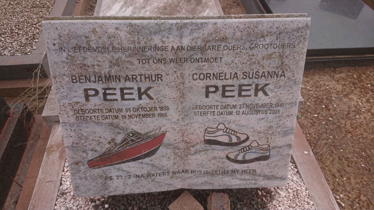 PEEK Benjamin Arthur 1939-1986 &amp; Cornelia Susanna 1941-2005