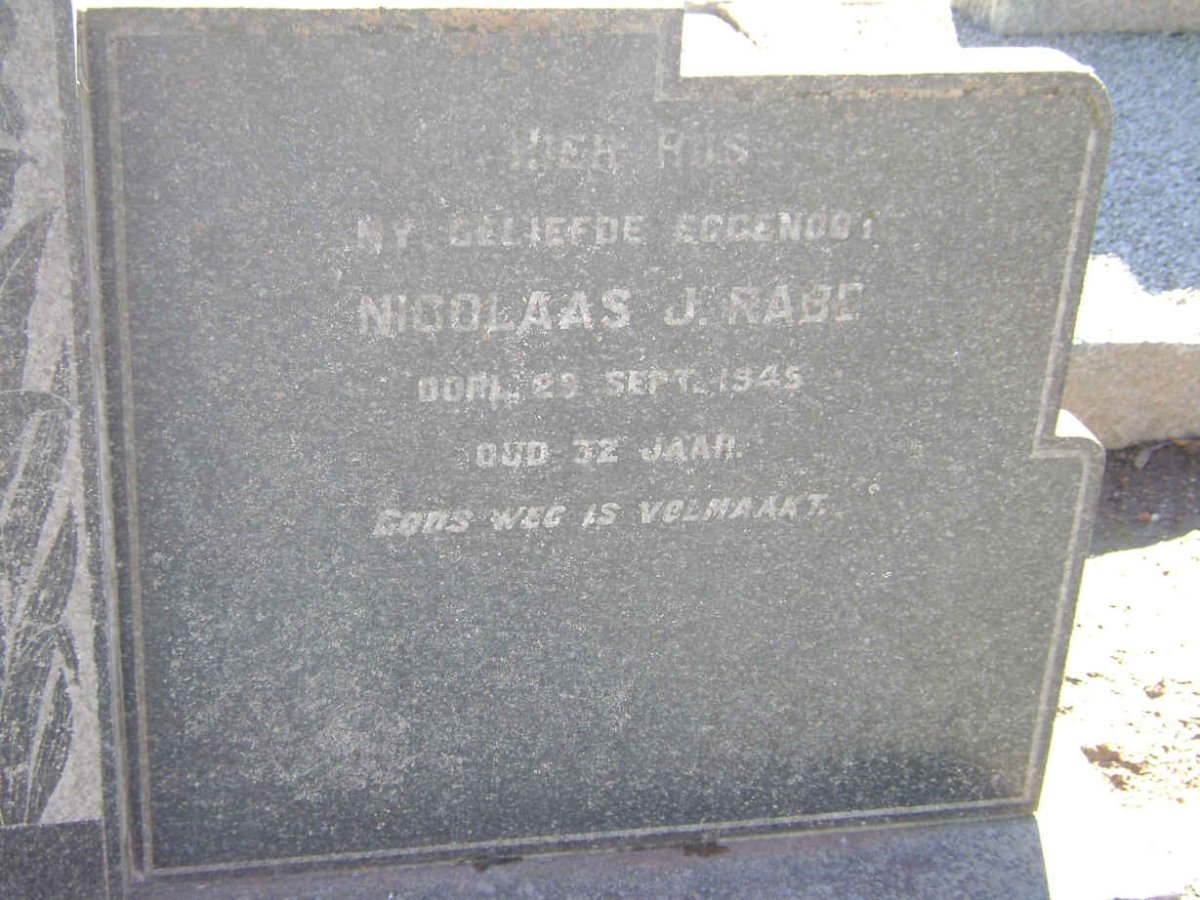 RABE Nicolaas J.  -1945