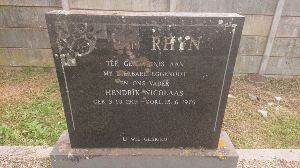 RHYN Hendrik Nicolaas, van 1919-1975