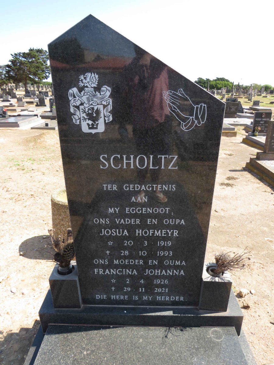 SCHOLTZ Josua Hofmeyr 1919-1993 &amp; Francina Johanna 1926-2021