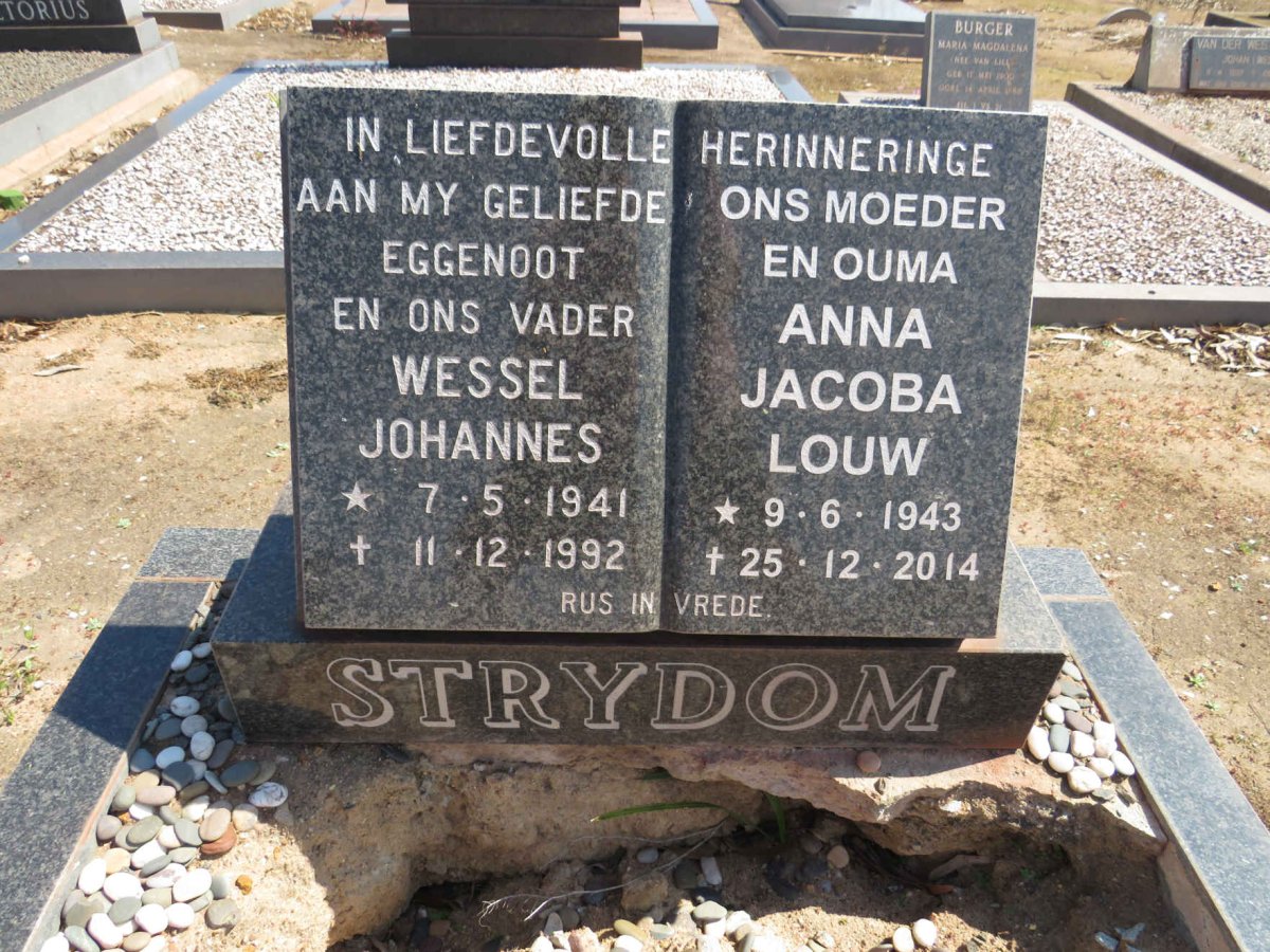 STRYDOM Wessel Johannes 1941-1992 &amp; Anna Jacoba LOUW 1943-2014