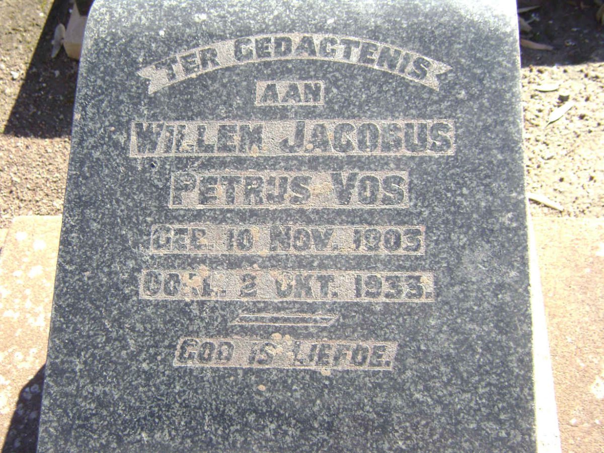 VOS Willem Jacobus Petrus 1903-1933