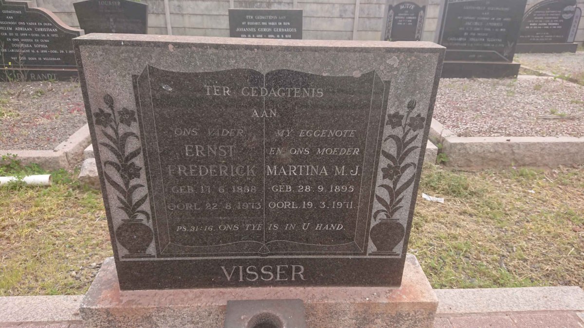 VISSER Ernst Frederick 1888-1973 &amp; Martina M.J. 1895-1971