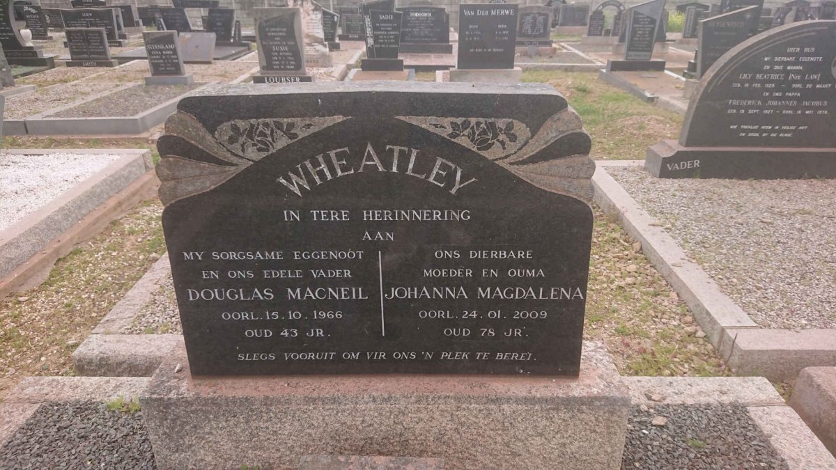 WHEATLEY Douglas Macneil -1966 &amp; Johanna Magdalena -2009