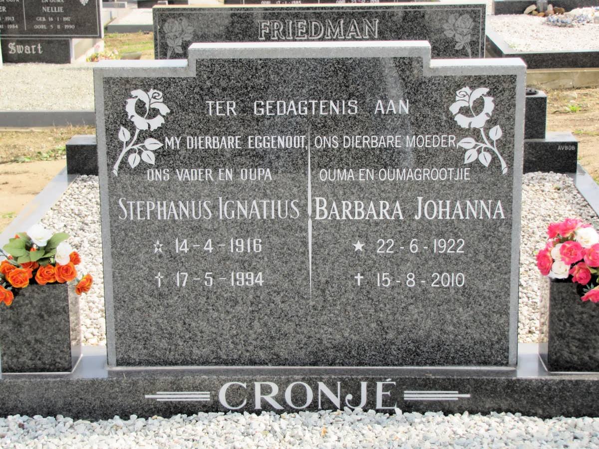 CRONJE Stephanus Ignatius 1916-1994 &amp; Barbara Johanna 1922-2010