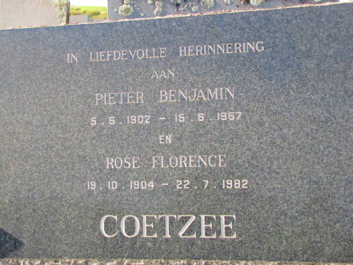 COETZE Pieter Benjamin 1902-1967 &amp; Rose Florence 1904-1982