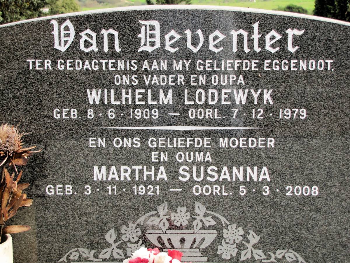 DEVENTER Wilhelm Lodewyk, van 1909-1979 &amp; Martha Susanna 1921-2008