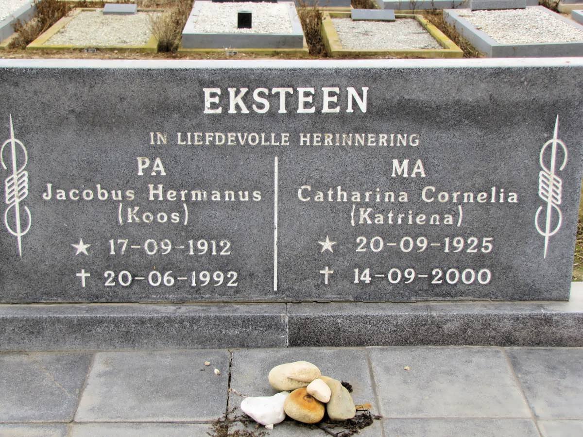 EKSTEEN Jacobus Hermanus 1912-1992 &amp; Catharina Cornelia 1925-2000