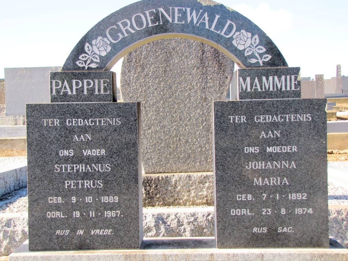 GROENEWALD Stephanus Petrus 1889-1967 &amp; Johanna Maria 1892-1974
