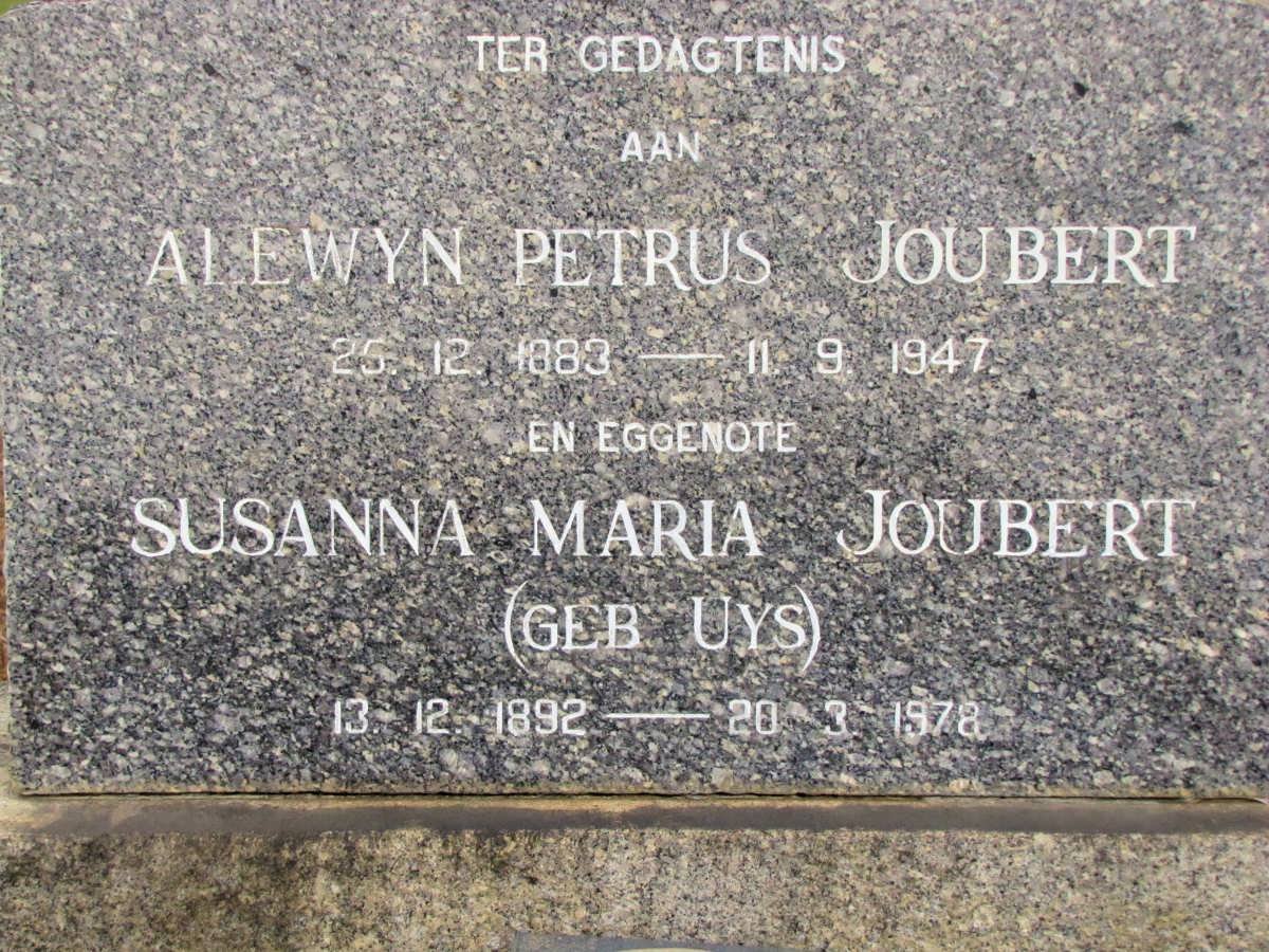 JOUBERT Alewyn Petrus 1883-1947 &amp; Susanna Maria UYS 1892-1978