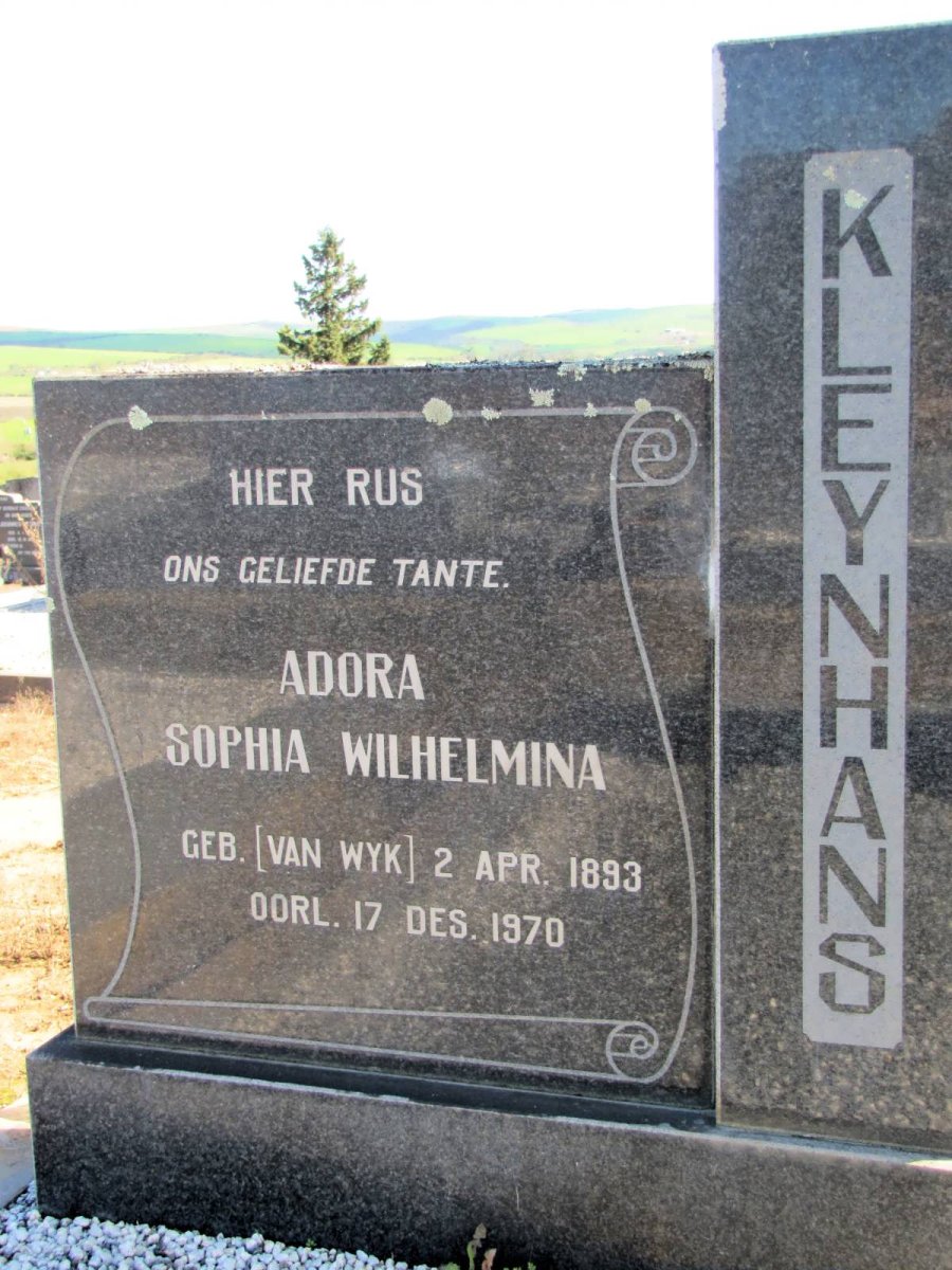 KLEYNHANS Adora Sophia Wilhelmina nee van WYK 1893-1970