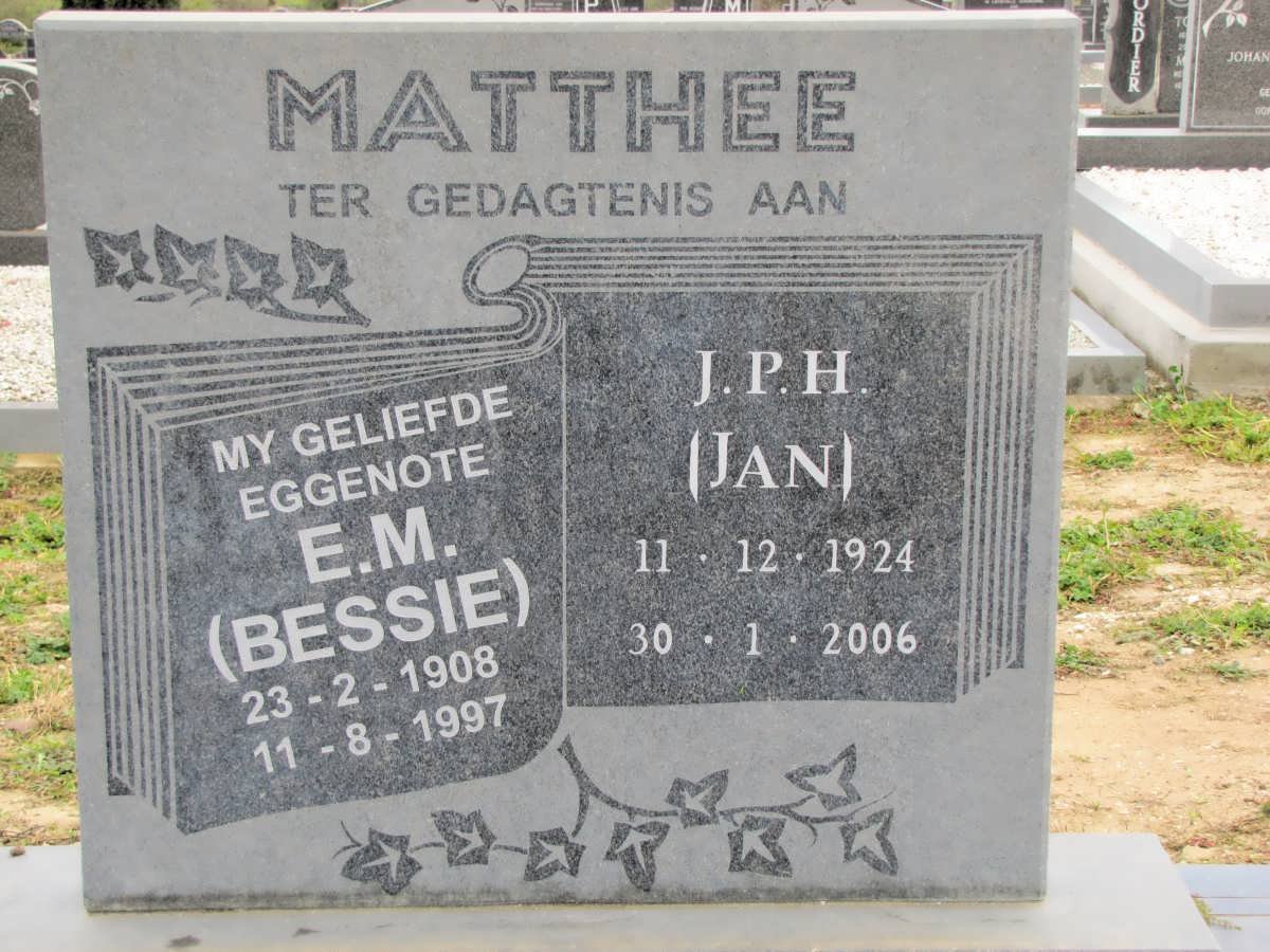 MATTHEE J.P.H. 1924-2006 &amp; E.M. 1908-1997