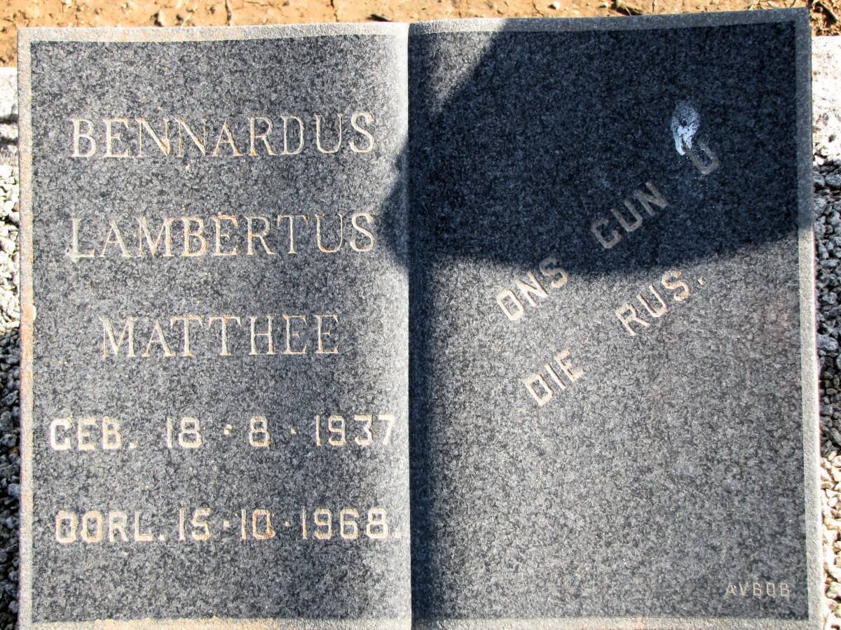 MATTHEE Bernardus Lambertus 1937-1968