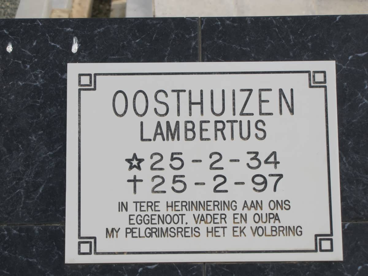 OOSTHUIZEN Lambertus 1934-1997