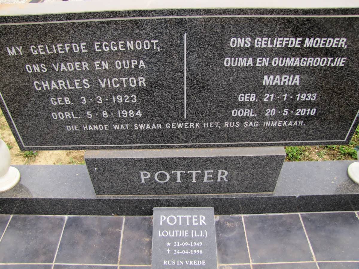 POTTER Charles Victor 1923-1984 &amp; Maria 1933-2010 :: POTTER L.J. 1949-1998