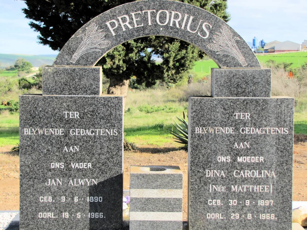 PRETORIUS Jan Alwyn 1890-1966 &amp; Dina Carolina MATTHEE 1897-1966