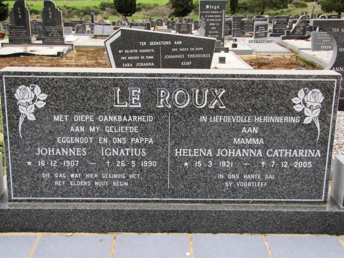 ROUX Johannes Ignatius, Le 1907-1990 &amp; Helena Johanna Catharina 1921-2005