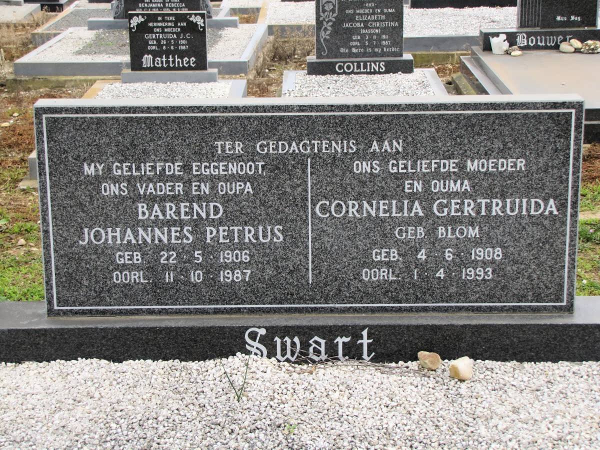 SWART Barend Johannes Petrus 1906-1987 &amp; Cornelia Gertruida BLOM 1908-1993