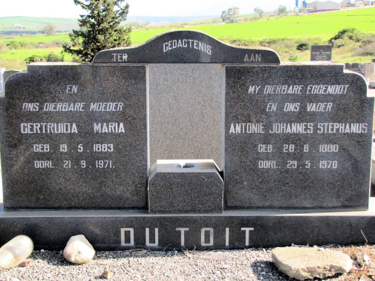 TOIT Antonie Johannes Stephanus, du 1880-1970 &amp; Gertruida Maria 1883-1971