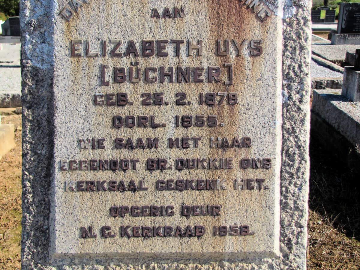 UYS Elizabeth geb BÜCHNER 1879-1955