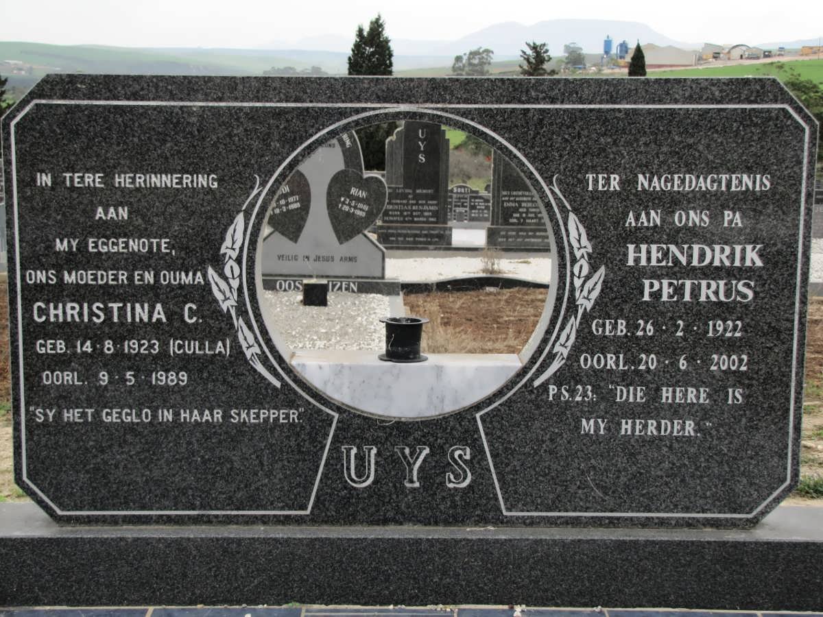 UYS Hendrik Petrus 1922-2002 &amp; Christina C. CULLA 1923-1989