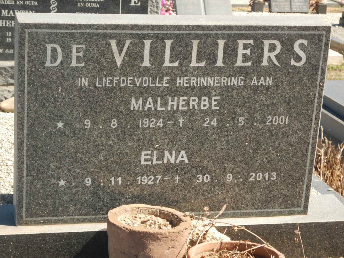 VILLIERS Malherbe, de 1924-2001 &amp; Elna 1927-2013