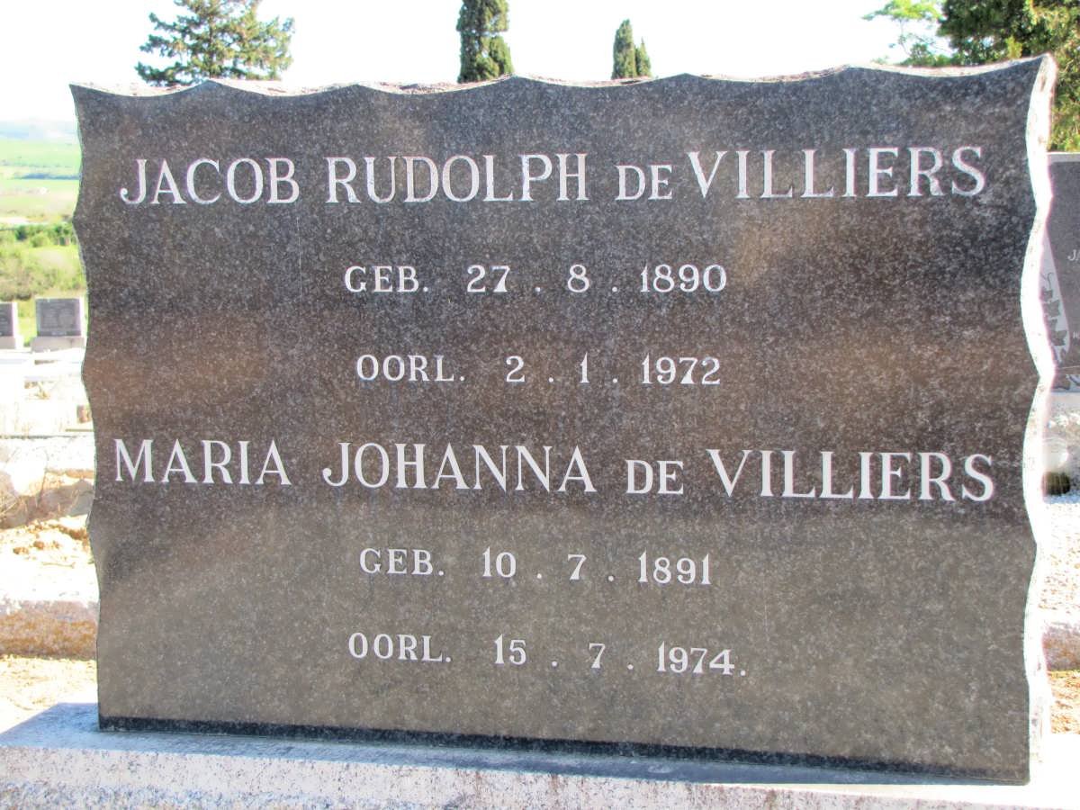 VILLIERS Jacob Rudolph, de 1891-1974 &amp; Maria Johanna 1891-1974