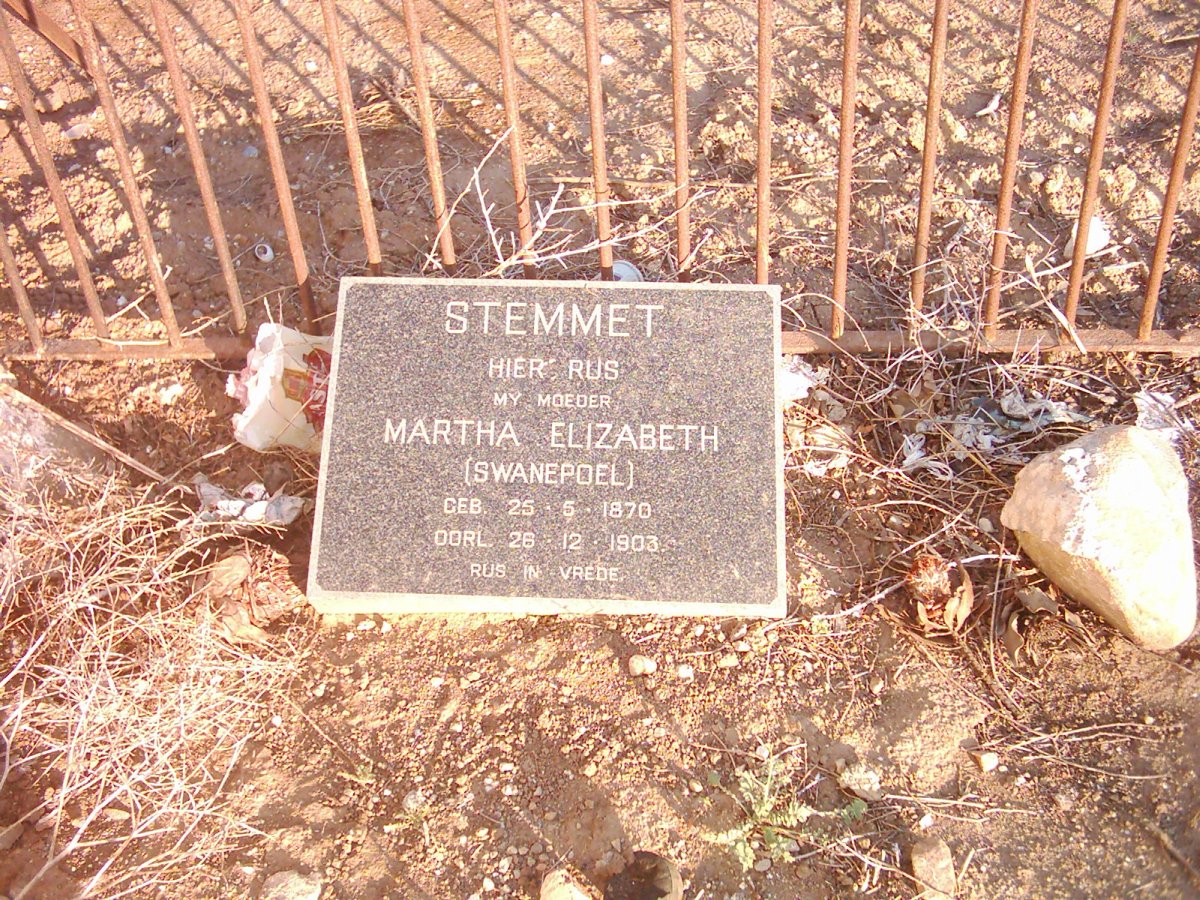 STEMMET Martha Elizabeth nee SWANEPOEL 1870-1903