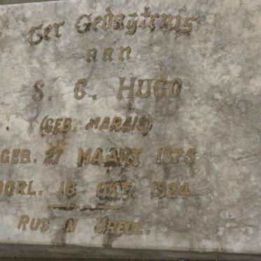 HUGO S.C. nee MARAIS 1875-1924