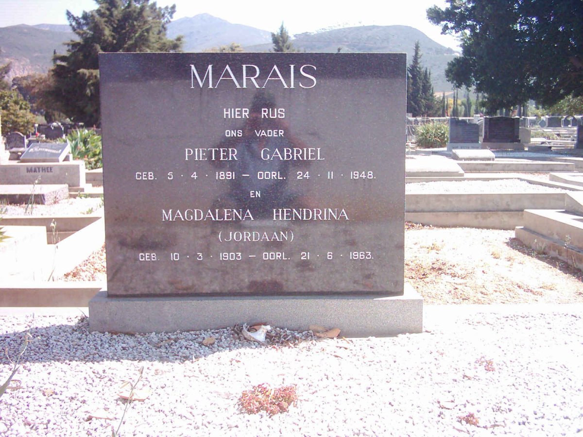 MARAIS Pieter Gabriel 1891-1948 &amp; Magdalena Hendrina JORDAAN 1903-1963
