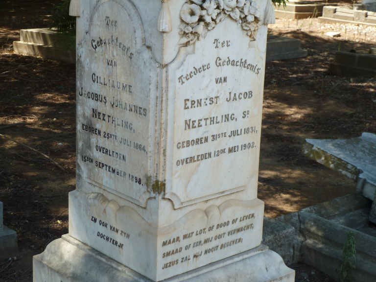 NEETHLING Ernest Jacob 1831-1902 :: NEETHLING Gilliaume Jacobus Johannes 1864-1898